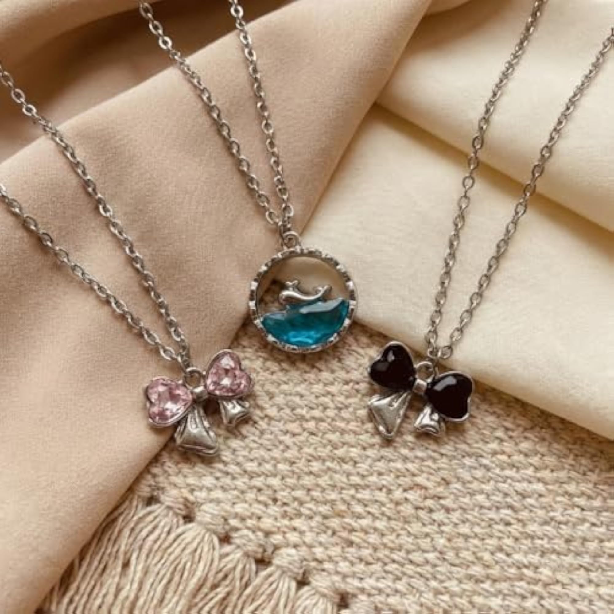 Stylish Pendant Necklace Combo with Dolphin Locket